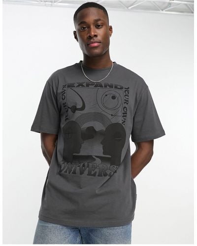 Only & Sons Camiseta gris extragrande con estampado "universe"