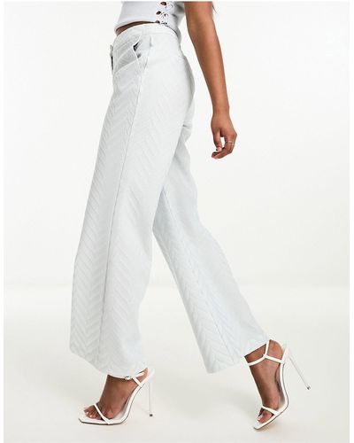 Twisted Tailor Lace Suit Flare Trouser - White