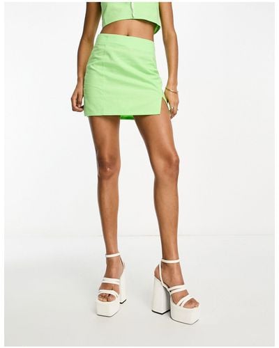 Glamorous Poplin A-line Mini Skirt - Green