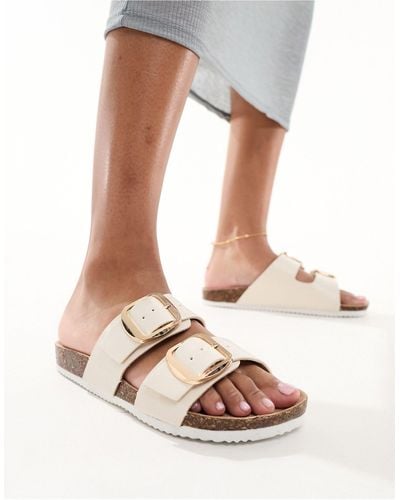 New Look Double Buckle Flat Sandals - Pink