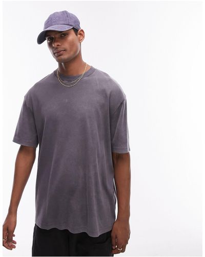 TOPMAN – geripptes oversize-t-shirt - Lila