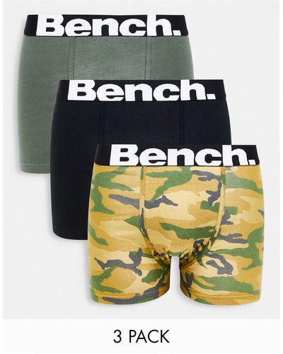 Bench Confezione da 3 boxer kaki mimetici, neri e kaki con logo - Multicolore