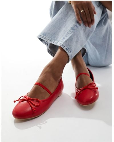 Public Desire Alexa Ballet Court Shoes - Red