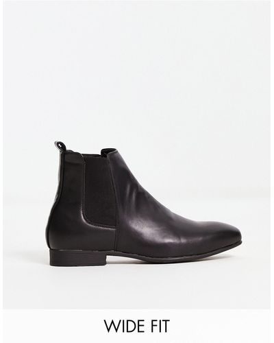 Truffle Collection Wide Fit Smart Chelsea Boots - Black