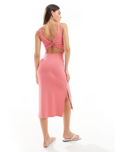 Superdry Jersey Twist Back Midi Dress - Pink