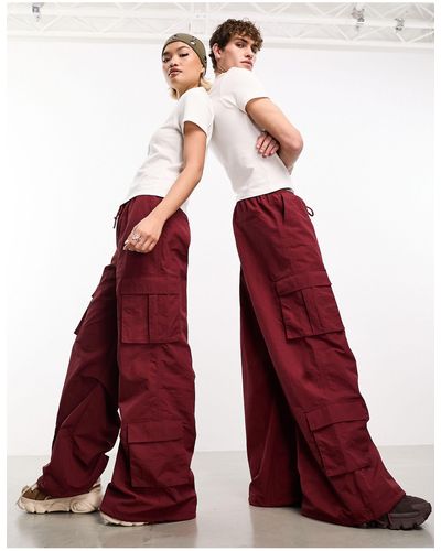 Collusion Ripstop baggy Trousers - Red