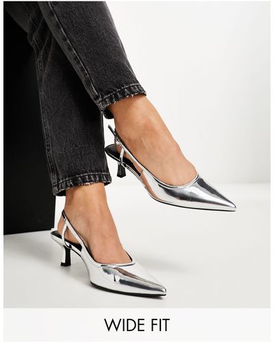 ASOS Zapatos s con tacón bajo y tira talonera strut - Blanco