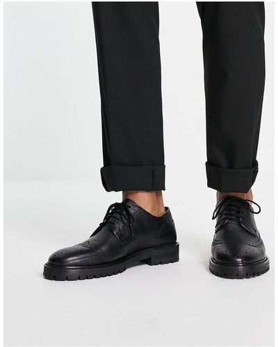 Walk London James - chaussures richelieu à semelle chunky en cuir - Noir