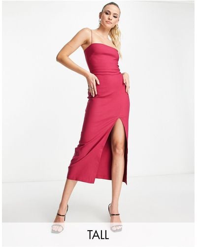 Vesper Cami Strap Midi Dress - Red