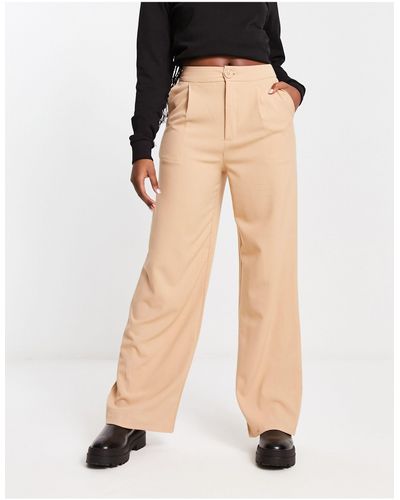Stradivarius Wide Leg Relaxed Dad Trousers - Natural