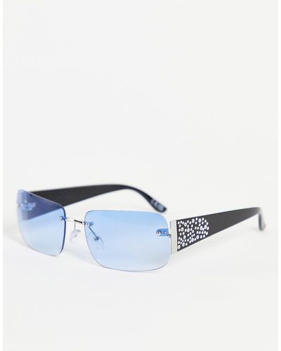 ASOS Rimless 90s Sunglasses - Blue