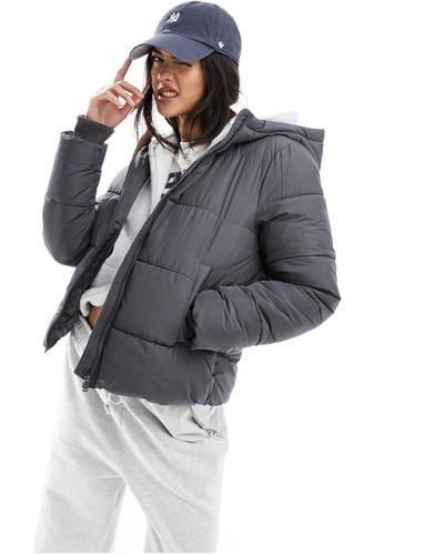 Pieces Padded Coat With Hood - Gray