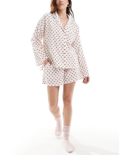 Lindex Top De Pijama Con Estampado De Corazones De Sirsaca De - Blanco