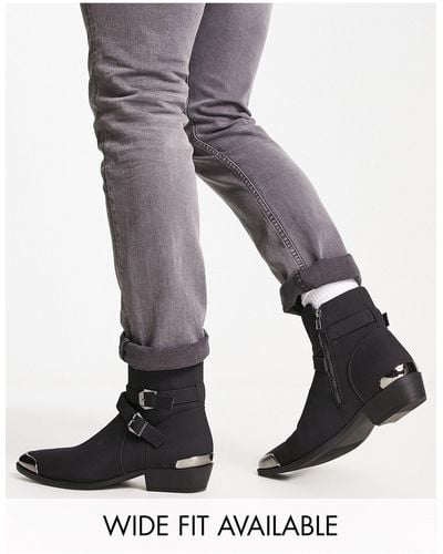ASOS Western-stijl Chelsea Boots Met Cuban Hak - Grijs