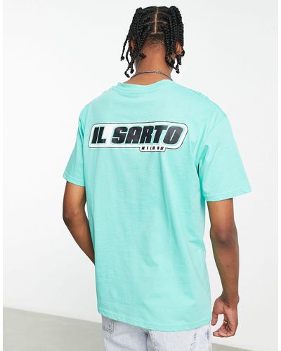Il Sarto Racer - t-shirt avec logo au dos - turquoise - Bleu