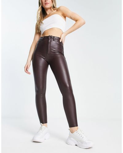 Pull&Bear High Waisted Faux Leather Skinny Pants - White