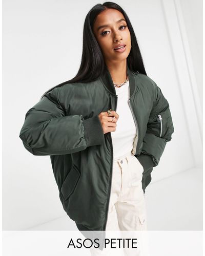 ASOS Chaqueta bomber caqui y color crema con diseño acolchado reversible - Verde