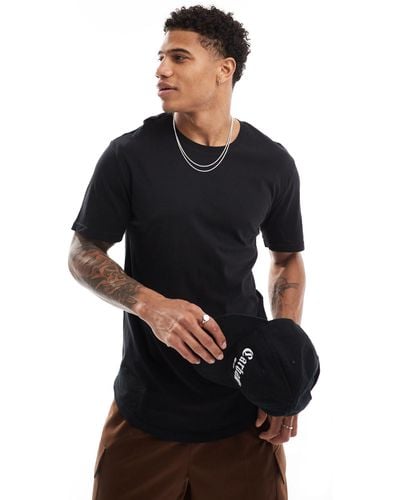 Only & Sons Longline T-shirt With Curved Hem - Black
