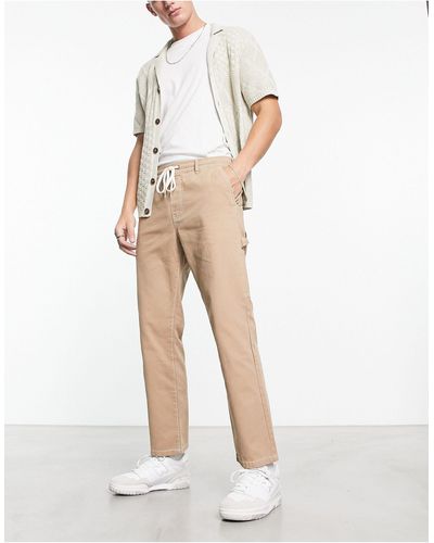 PacSun Bowen - pantalon style charpentier en sergé - marron - Blanc