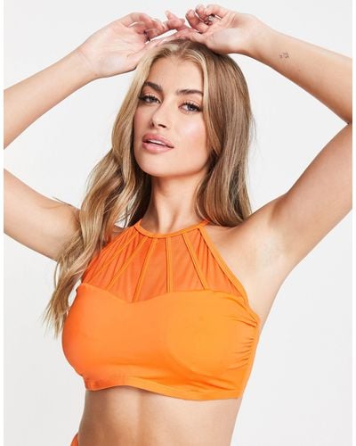 Pour Moi Space High Neck Underwired Cami Bikini Top - Orange