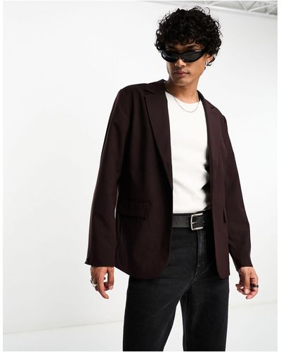 Weekday Olle - blazer oversize - marron - Noir