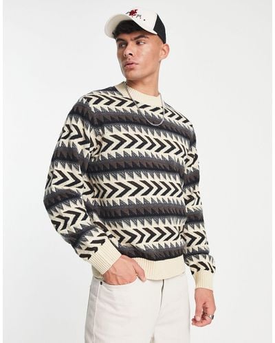 Jack & Jones Premium Wool Mix Fairisle Sweater - White