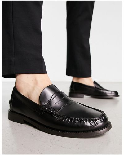 River Island Leren Penny Loafers - Zwart