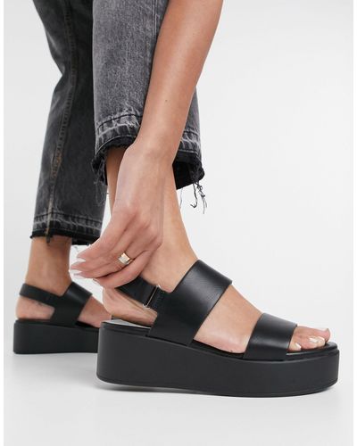 ALDO – e sandalen mit flacher plateausohle - Schwarz
