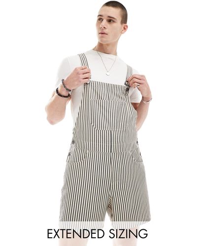 ASOS Short Striped Dungaree - Grey