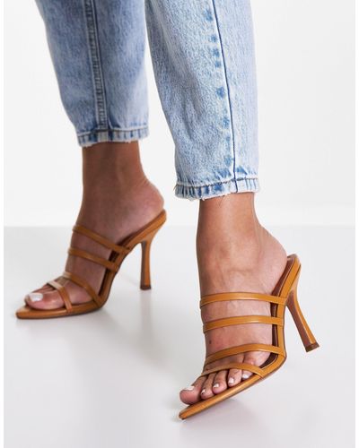 asos Neutral Napa Pointed Insole Heeled Mules