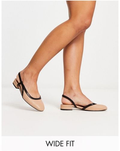 ASOS Latte - Slingback Ballerina's Met Ronde Neus En Brede Pasvorm - Wit