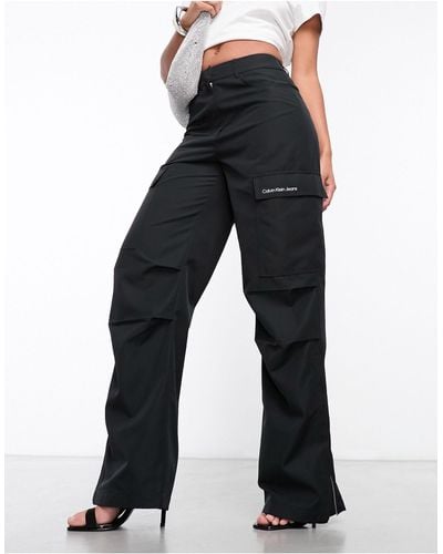Calvin Klein Zipped Loose Cargo Trousers - Black