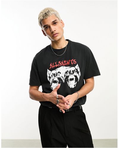 AllSaints Carlton Ramskull Logo T-Shirt in Black