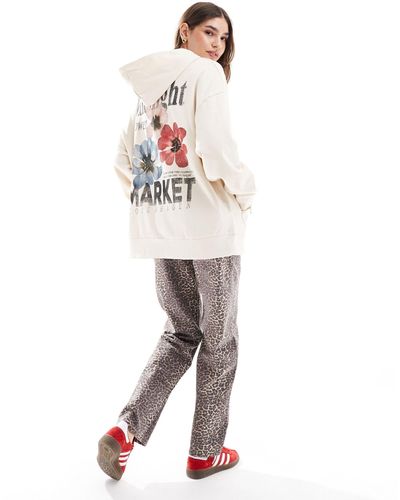 ASOS Oversized Hoodie With Flower Market Graphic - White
