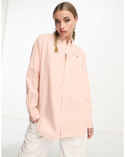 Polo Ralph Lauren Oxford Overhemd Met Icoonlogo, Klassieke Pasvorm En Garment-dye - Roze