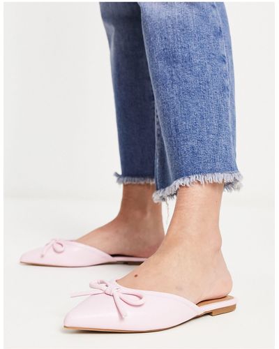 ASOS London Pointed Bow Ballet Mules - Blue