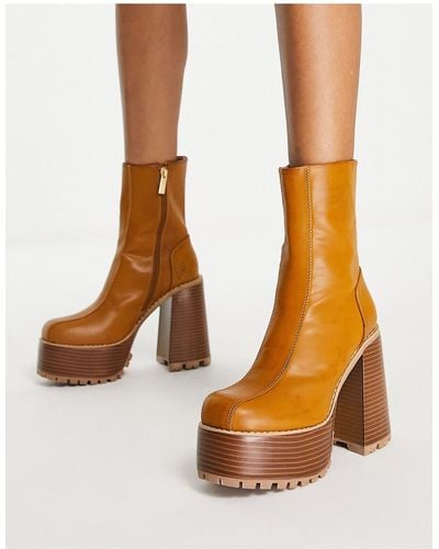ASOS Emotive High-heeled Platform Ankle Boots - Brown