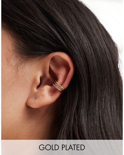 ASOS 14k Plated Ear Cuff With Multirow Detail - Black