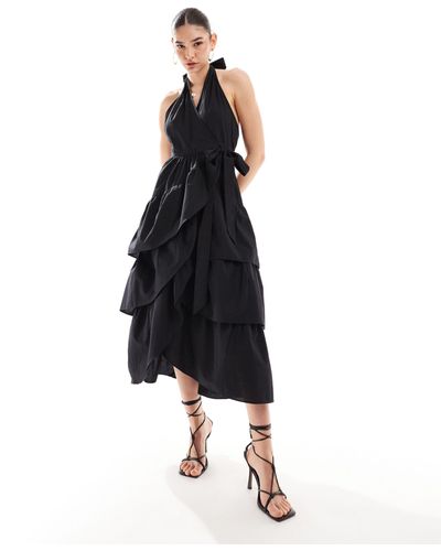 Never Fully Dressed Halterneck Cotton Midaxi Dress - Black