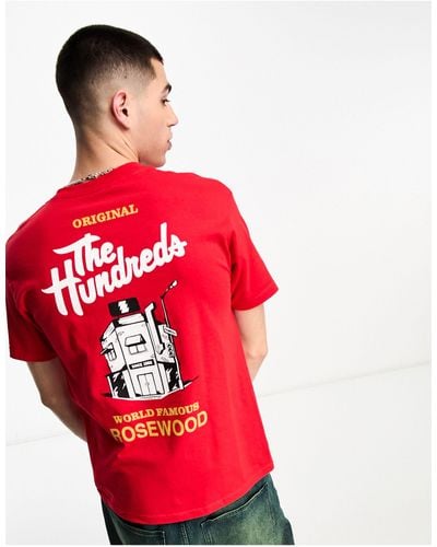 The Hundreds Camiseta roja con estampado en el pecho y espalda world famous - Rojo