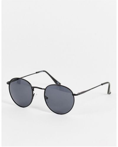 ASOS 90s Round Metal Sunglasses With Smoke Lens - White