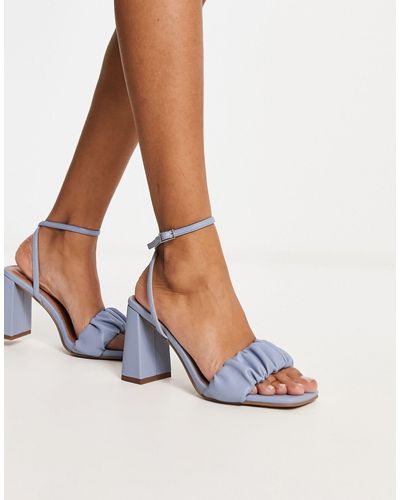 ASOS Halo Ruched Detail Mid Heeled Sandals - Blue