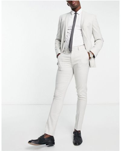 ASOS Skinny Pantalon Met Crosshatch-textuur - Wit