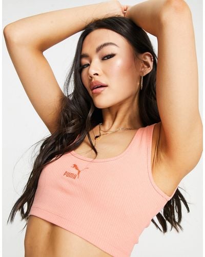 PUMA Classics Ribbed Bralette - Orange