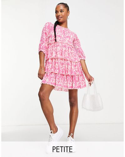 New Look Tiered Smock Dress - Pink