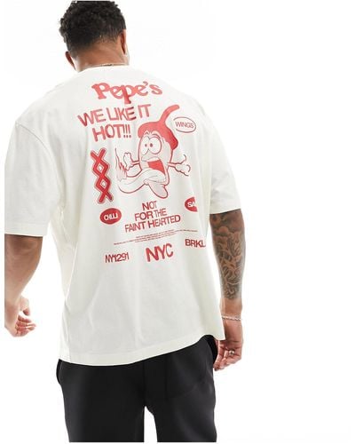 ASOS T-shirt oversize avec inscription piment au dos - blanc cassé