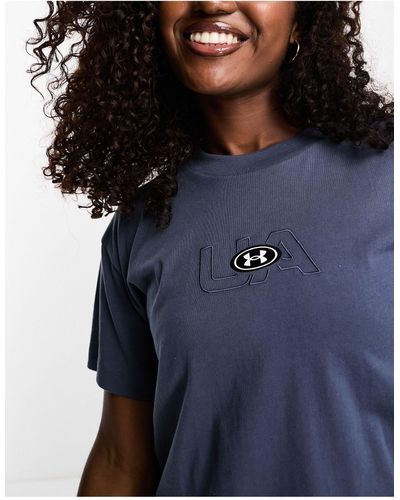 Under Armour T-shirt crop top à manches courtes et logo - Bleu