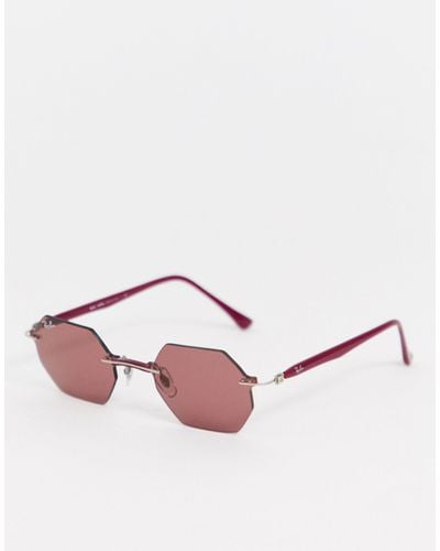 Ray-Ban – 0RB8061 – Sechseckige, rahmenlose Brille - Pink