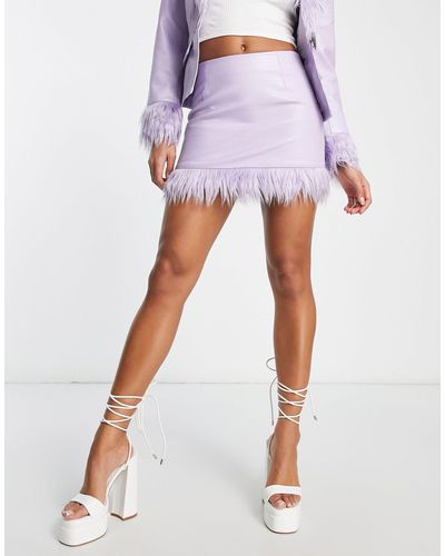 AsYou Croc Pu Skirt Co-ord With Faux Fur Trim - Pink