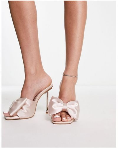 Glamorous Bow Heeled Sandals - White